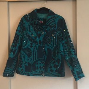 Beautiful Turquoise and Navy Spring Jacket Sz 8